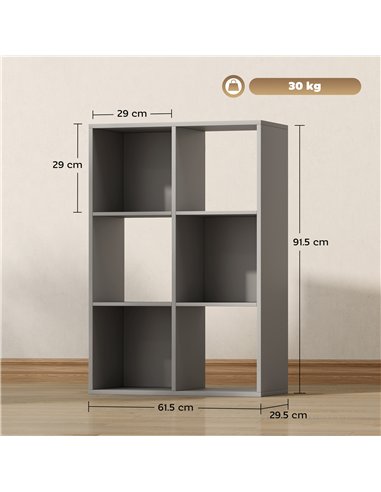 HOMCOM 6-Cube Bookshelf - Light Grey