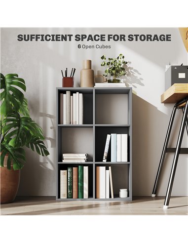 HOMCOM 6-Cube Bookshelf - Light Grey