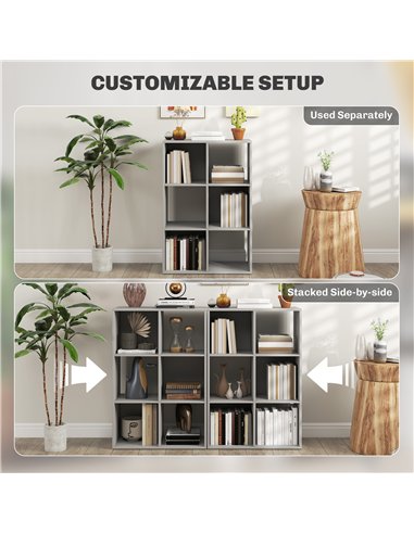 HOMCOM 6-Cube Bookshelf - Light Grey