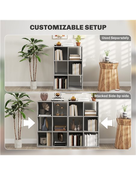 HOMCOM 6-Cube Bookshelf - Light Grey - pic 173701 | FastDaddyshop