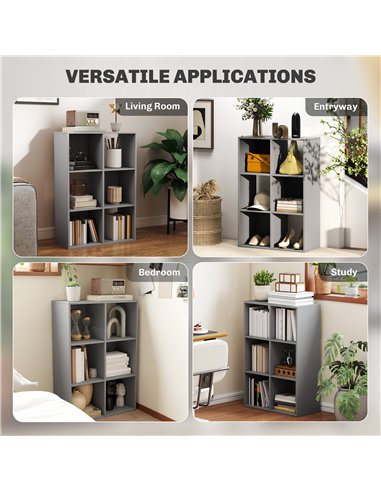 HOMCOM 6-Cube Bookshelf - Light Grey