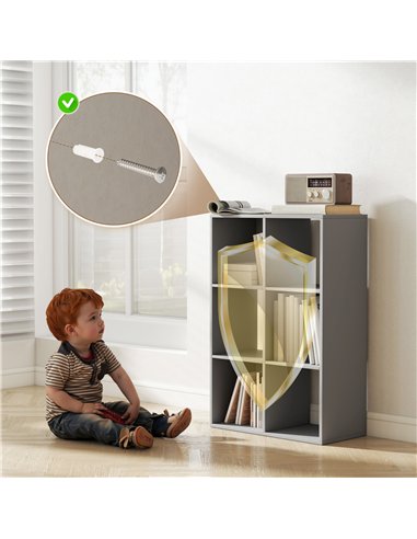 HOMCOM 6-Cube Bookshelf - Light Grey