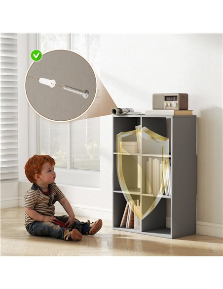 HOMCOM 6-Cube Bookshelf - Light Grey - pic 173703 | FastDaddyshop