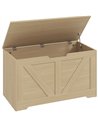 HOMCOM 100L Home Storage Box, with Safety Hinges - Natural Wood Finish