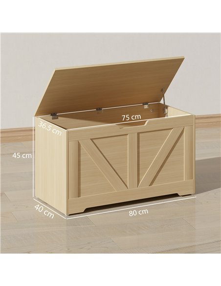 HOMCOM 100L Home Storage Box, with Safety Hinges - Natural Wood Finish - pic 173717 | FastDaddyshop