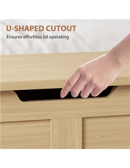 HOMCOM 100L Home Storage Box, with Safety Hinges - Natural Wood Finish - pic 173720 | FastDaddyshop