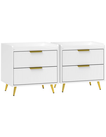 HOMCOM Elegant Two-Drawer Bedside Table Set of 2 - White - pic 173733 | FastDaddyshop