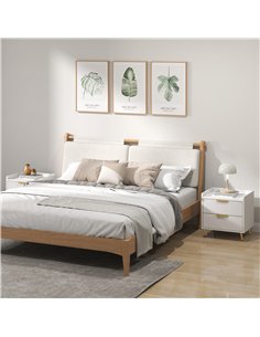 HOMCOM Elegant Two-Drawer Bedside Table Set of 2 - White 2