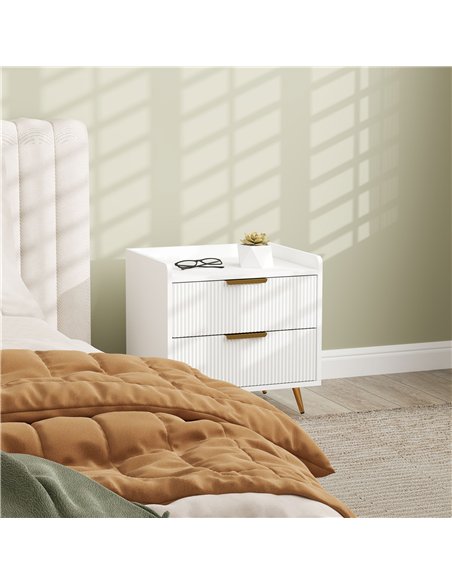 HOMCOM Elegant Two-Drawer Bedside Table Set of 2 - White - pic 173740 | FastDaddyshop