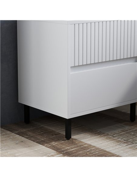 HOMCOM Simple Line Indented Two-Drawer Bedside Table Set of 2 - White - pic 173750 | FastDaddyshop