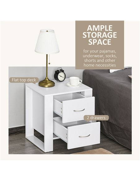 HOMCOM Bedside Table Set of 2 with 2 Drawers, Nightstands with Handles and Elevated Base, Side Tables for Bedroom, Living Room,  - pic 173754 | FastDaddyshop