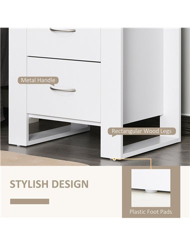 HOMCOM Bedside Table Set of 2 with 2 Drawers, Nightstands with Handles and Elevated Base, Side Tables for Bedroom, Living Room, 
