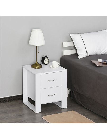 HOMCOM Bedside Table Set of 2 with 2 Drawers, Nightstands with Handles and Elevated Base, Side Tables for Bedroom, Living Room,  - pic 173756 | FastDaddyshop