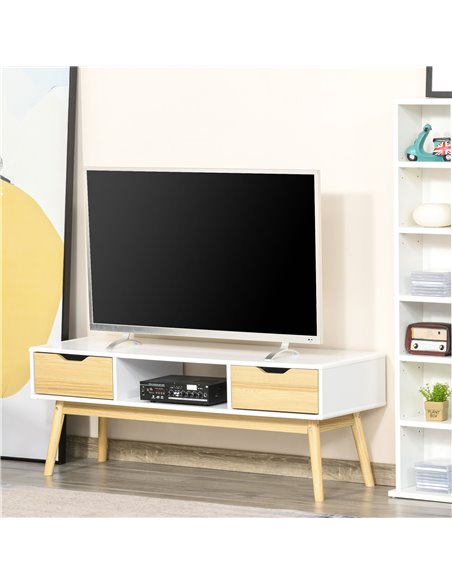 Homcom 1220mm Wooden Base Multi-Storage TV Stand, White - pic 17376 | FastDaddyshop