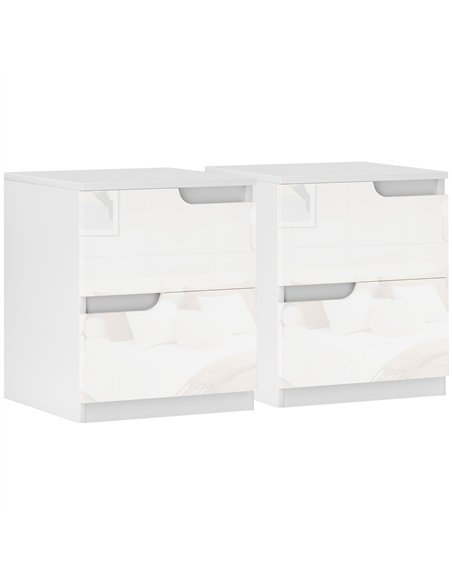 HOMCOM High Gloss Bedside Table Set of 2 - White - pic 173760 | FastDaddyshop