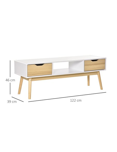 Homcom 1220mm Wooden Base Multi-Storage TV Stand, White - pic 17377 | FastDaddyshop