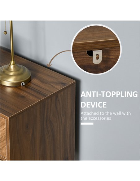 HOMCOM Bedside Table Set of 2 with 2 Drawers, Modern Side Tables with Herringbone Pattern and Metal Legs for Bedroom, Living Roo - pic 173773 | FastDaddyshop