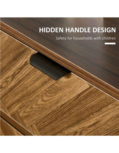 HOMCOM Bedside Table Set of 2 with 2 Drawers, Modern Side Tables with Herringbone Pattern and Metal Legs for Bedroom, Living Roo - pic 173774 | FastDaddyshop