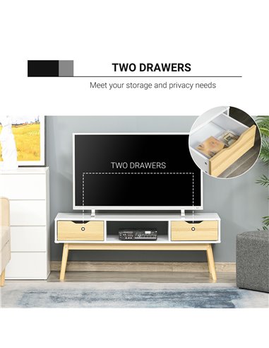 Homcom 1220mm Wooden Base Multi-Storage TV Stand, White