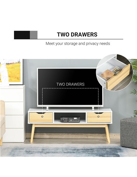 Homcom 1220mm Wooden Base Multi-Storage TV Stand, White - pic 17378 | FastDaddyshop