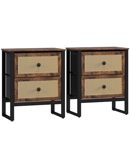 HOMCOM Industrial-Natural Bedside Table Set of 2 - Brown - pic 173796 | FastDaddyshop