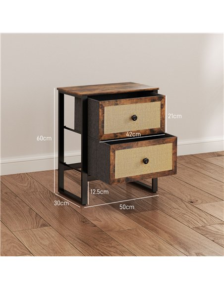 HOMCOM Industrial-Natural Bedside Table Set of 2 - Brown - pic 173798 | FastDaddyshop