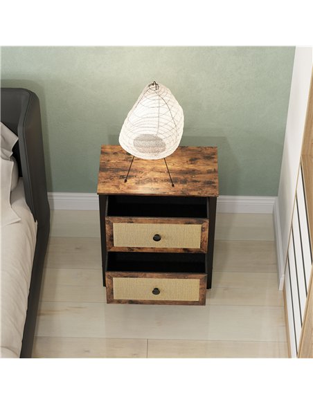 HOMCOM Industrial-Natural Bedside Table Set of 2 - Brown - pic 173802 | FastDaddyshop