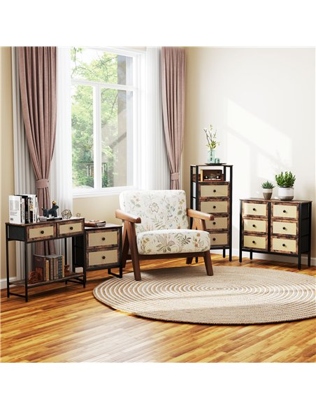 HOMCOM Industrial-Natural Bedside Table Set of 2 - Brown - pic 173804 | FastDaddyshop