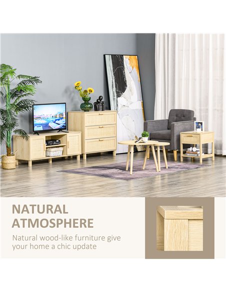 HOMCOM Bedside Table Set of 2 with Rattan Drawer, Rustic Side Tables with Storage Shelf for Bedroom, Living Room, Natural - pic 173810 | FastDaddyshop