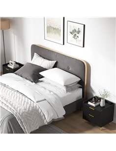 HOMCOM Elegant Two-Drawer Bedside Table Set of 2 - Black 2