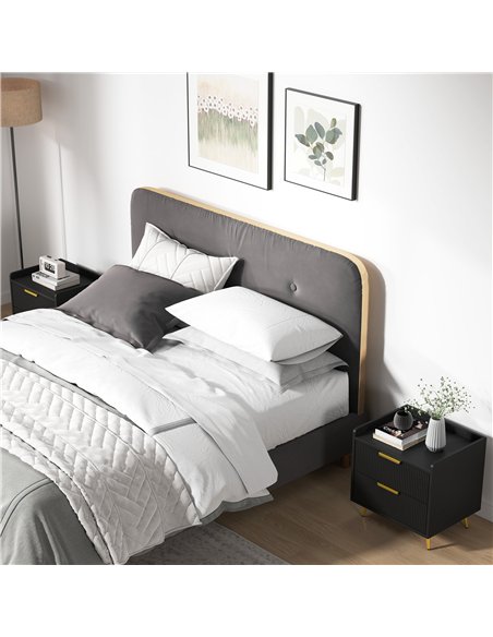 HOMCOM Elegant Two-Drawer Bedside Table Set of 2 - Black - pic 173815 | FastDaddyshop