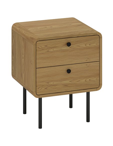 HOMCOM Bedside Table with 2 Drawers and Steel Legs - Oak - pic 173823 | FastDaddyshop