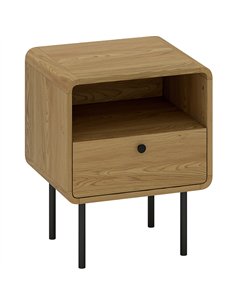 HOMCOM Bedside Table with Drawer and Open Shelf - Oak