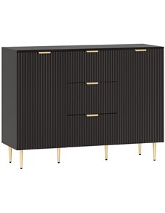 HOMCOM 2-Door Sideboard with 3 Drawers and Adjustable Shelves - Black