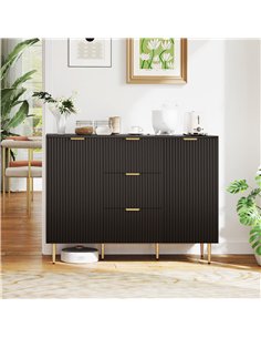 HOMCOM 2-Door Sideboard with 3 Drawers and Adjustable Shelves - Black 2