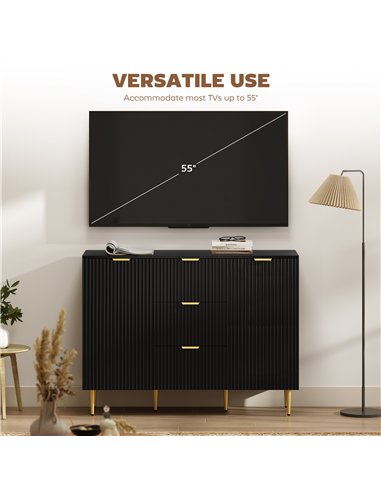 HOMCOM 2-Door Sideboard with 3 Drawers and Adjustable Shelves - Black