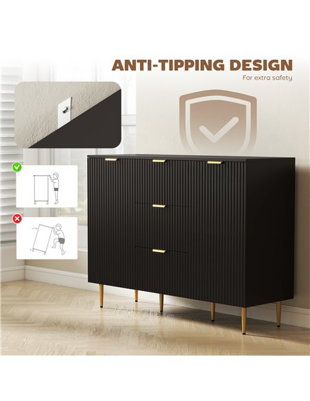 HOMCOM 2-Door Sideboard with 3 Drawers and Adjustable Shelves - Black - pic 173857 | FastDaddyshop