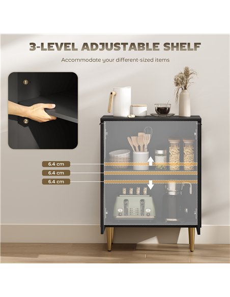 HOMCOM Adjustable Shelf Sideboard - Black - pic 173872 | FastDaddyshop