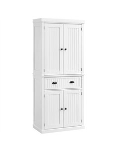 HOMCOM Kitchen Storage Cabinet with Drawer and Adjustable Shelves - White
