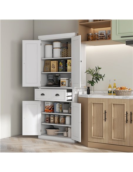 HOMCOM Kitchen Storage Cabinet with Drawer and Adjustable Shelves - White - pic 173878 | FastDaddyshop