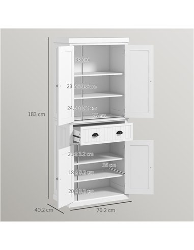 HOMCOM Kitchen Storage Cabinet with Drawer and Adjustable Shelves - White