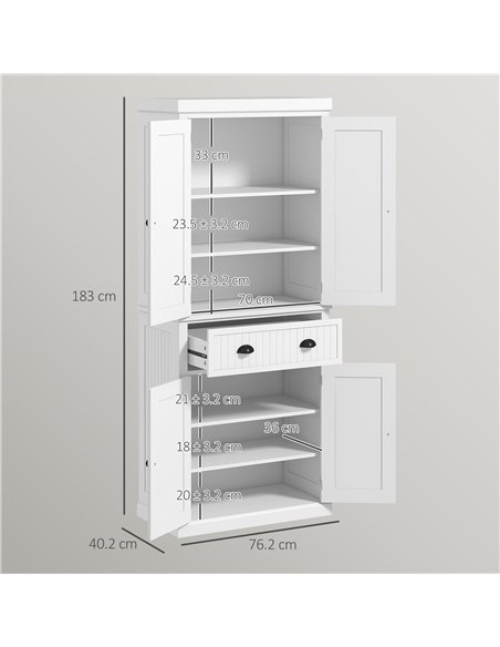 HOMCOM Kitchen Storage Cabinet with Drawer and Adjustable Shelves - White - pic 173879 | FastDaddyshop