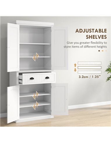 HOMCOM Kitchen Storage Cabinet with Drawer and Adjustable Shelves - White