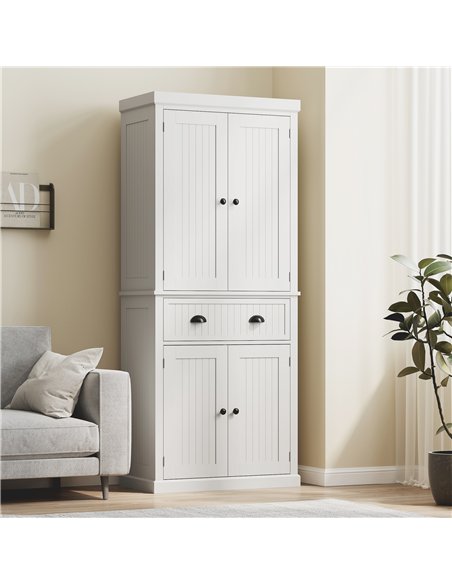 HOMCOM Kitchen Storage Cabinet with Drawer and Adjustable Shelves - White - pic 173884 | FastDaddyshop