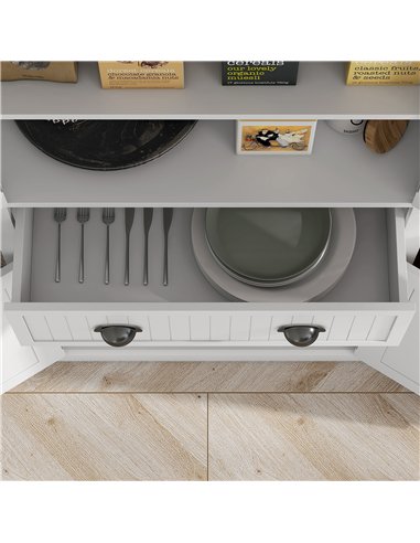HOMCOM Kitchen Storage Cabinet with Drawer and Adjustable Shelves - White