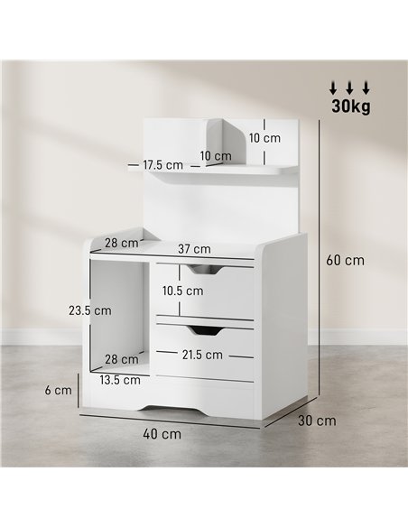 HOMCOM Bedside Table with 2 Drawers and Open Shelves - High Gloss White - pic 173888 | FastDaddyshop