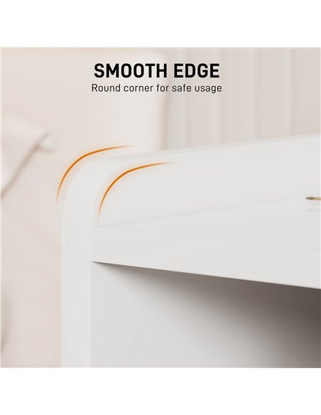 HOMCOM Bedside Table with 2 Drawers and Open Shelves - High Gloss White - pic 173889 | FastDaddyshop
