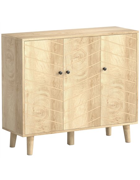 HOMCOM Vintage Sideboard with Chevron Doors and Pine Wood Legs for Living Room, Kitchen - pic 173895 | FastDaddyshop