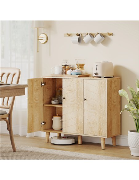 HOMCOM Vintage Sideboard with Chevron Doors and Pine Wood Legs for Living Room, Kitchen - pic 173896 | FastDaddyshop