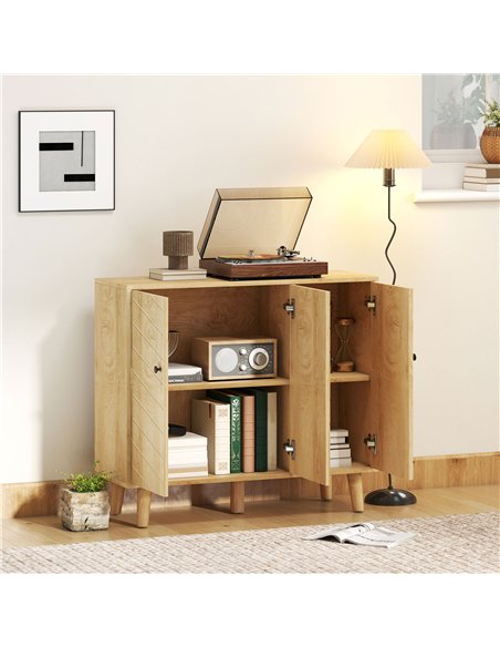 HOMCOM Vintage Sideboard with Chevron Doors and Pine Wood Legs for Living Room, Kitchen - pic 173902 | FastDaddyshop
